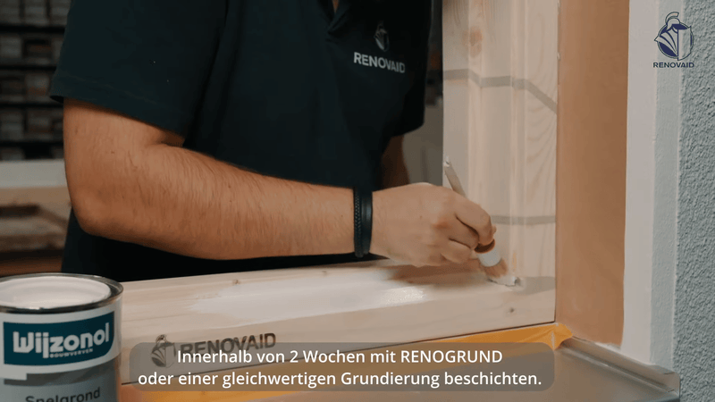 RENOGRUND gleichmäßig auf Reparaturstelle auftragen – Grundierung für sichere Haftung des Endanstrichs