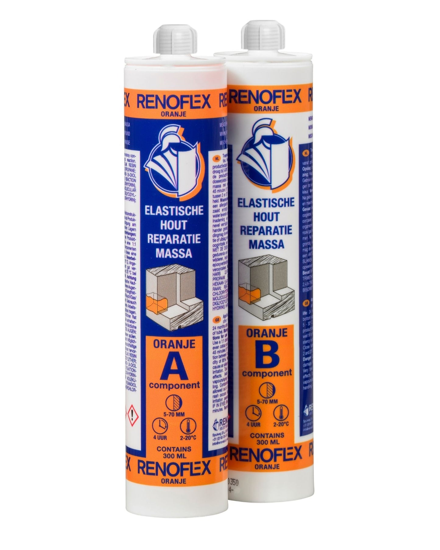 epoxi holzersatzmasse 2k RENOFLEX Orange – Epoxi Holzersatzmasse für Innen- und außen – Epoxy-Holzspachtel, Produktfoto