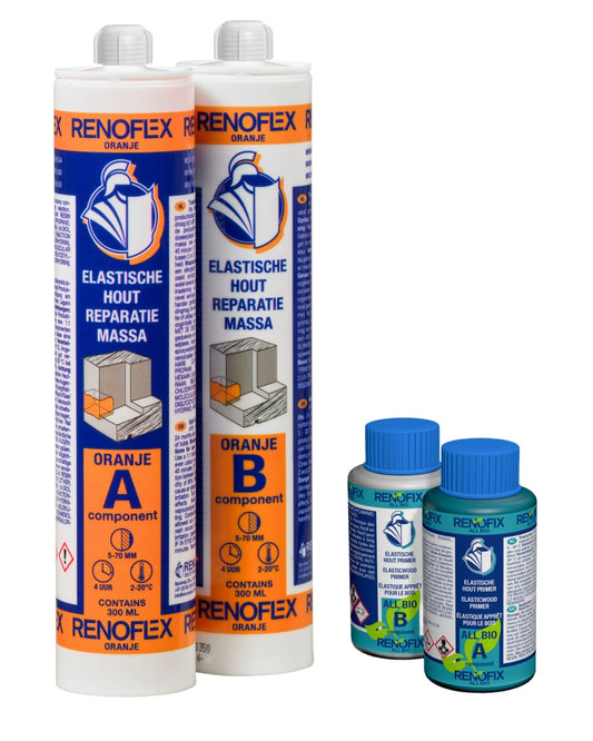 holzreparaturset innen aussen RENOFLEX Orange – Holzreparaturset für Innen- und außen – Epoxy-Primer, Set-Inhalt