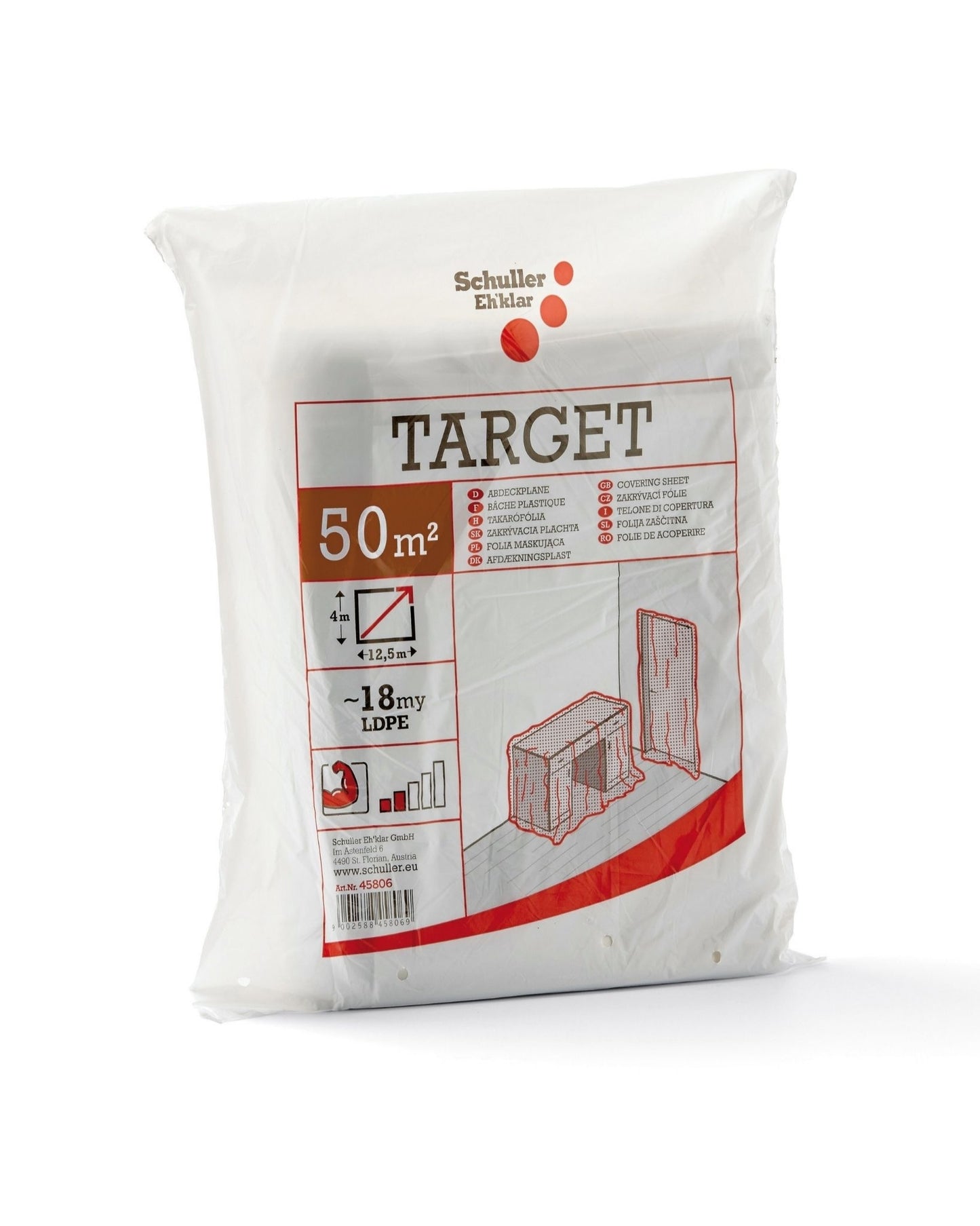 Abdeckfolie leicht7 µm, 4 x12,5 m=50 m² – 1 Stück – leicht, praktisch ausrollbar – 7 µm – abdeckfolie 4x12m