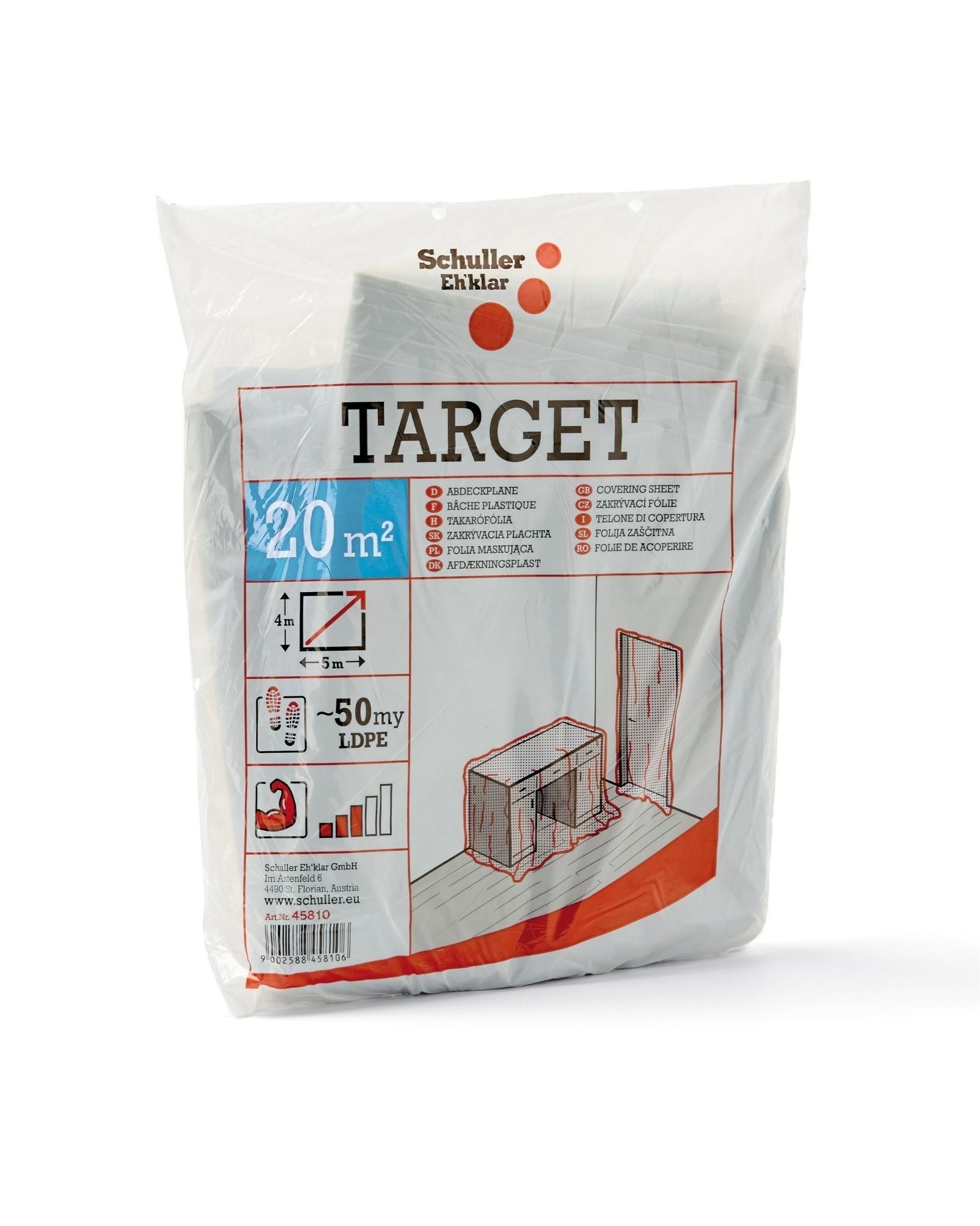 Abdeckfolie leicht 7 µm, 4 x 5 m=20 m² – 1 Stück – für Renovierung & Lackierung – 1 Stück – abdeckfolie 4x5m